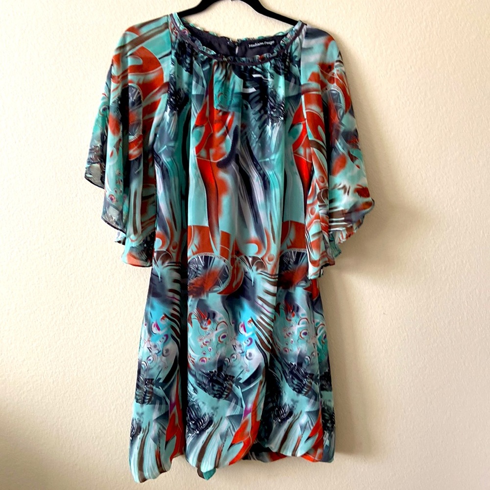 Vintage Madison Paige Mushrooms & Dragons Print Dress